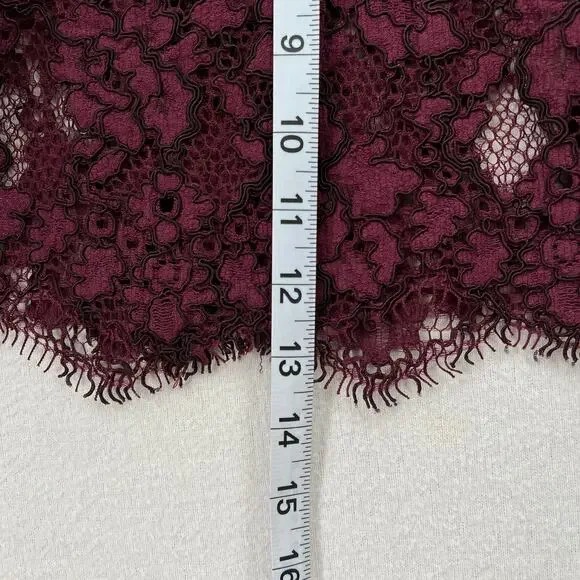 ALEXIS Evie Lace Midi Sheath Dress Womens Small Burgundy Crew Neck Cold Shoulder - Picture 16 of 16